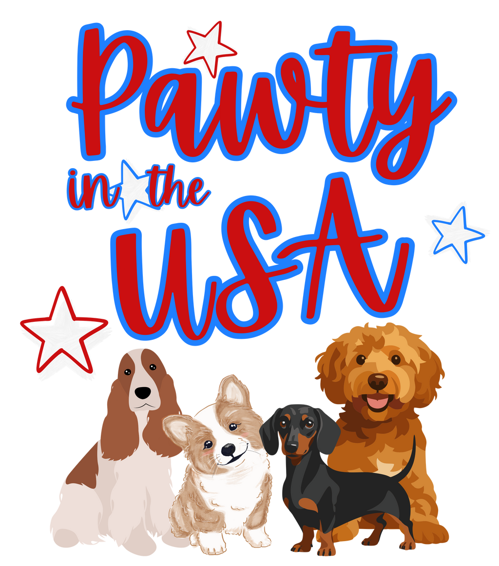 Pawty in the USA Fun Patriotic Dog PNG Digital Download