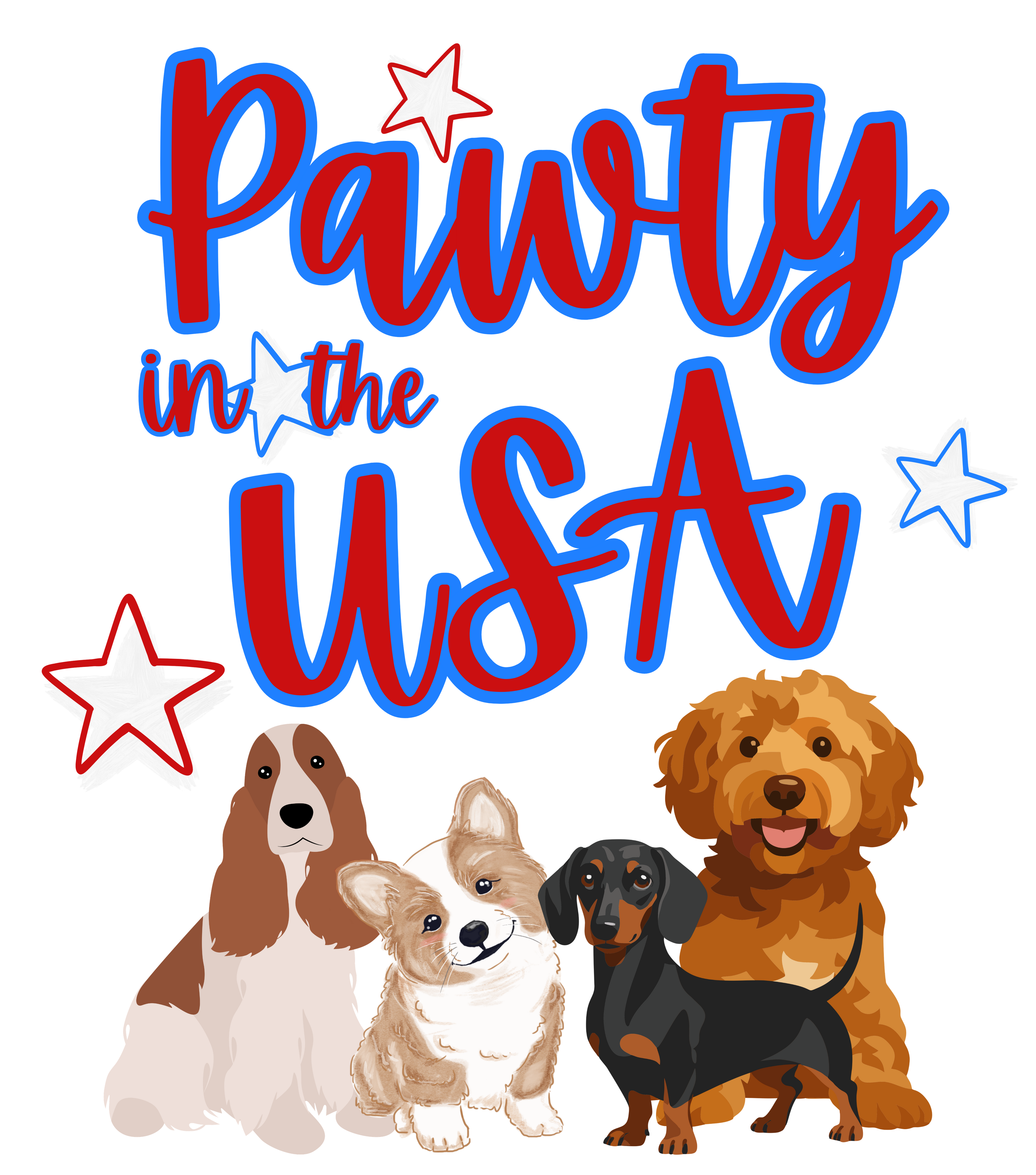Pawty in the USA Fun Patriotic Dog PNG Digital Download