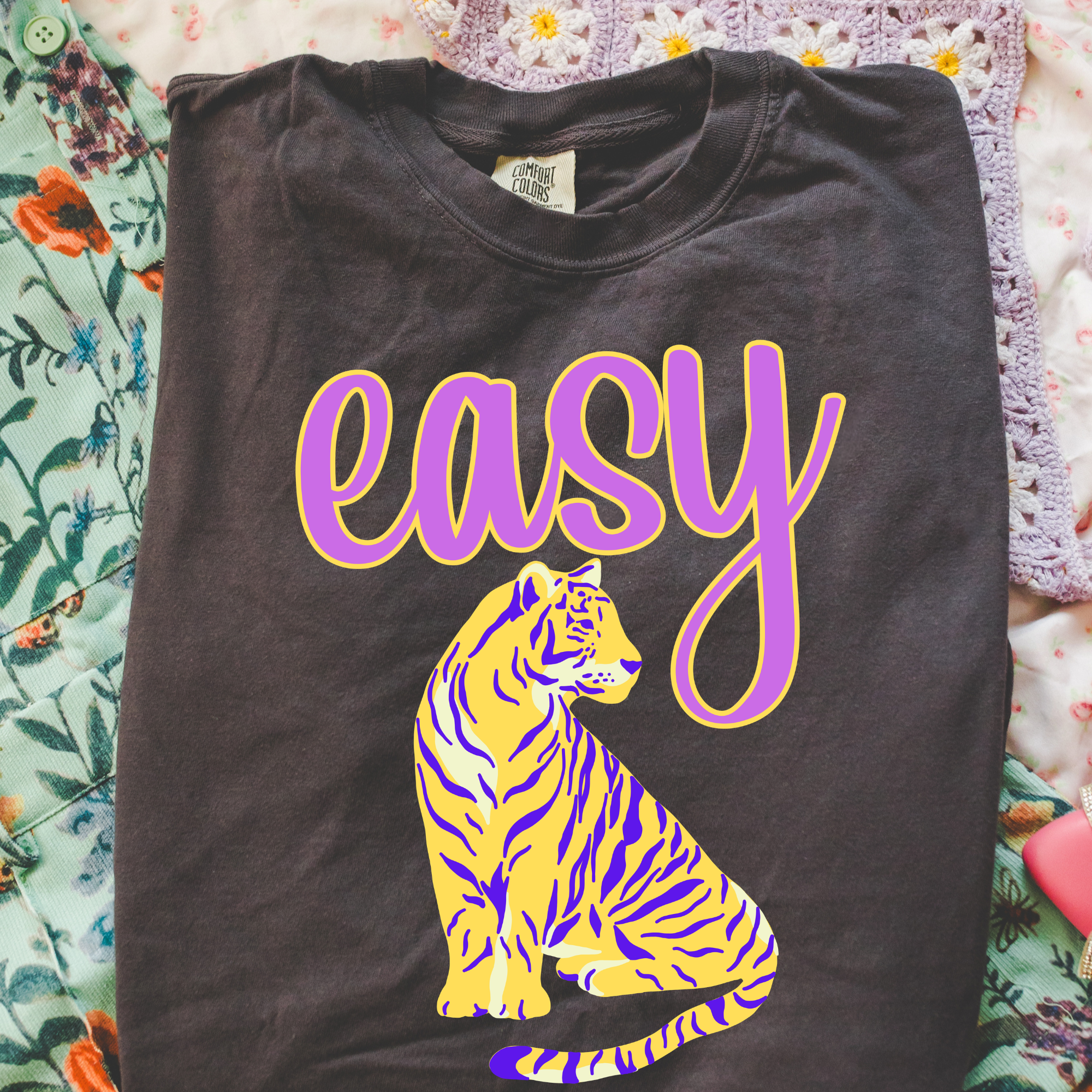 Easy Tiger yellow and purple PNG