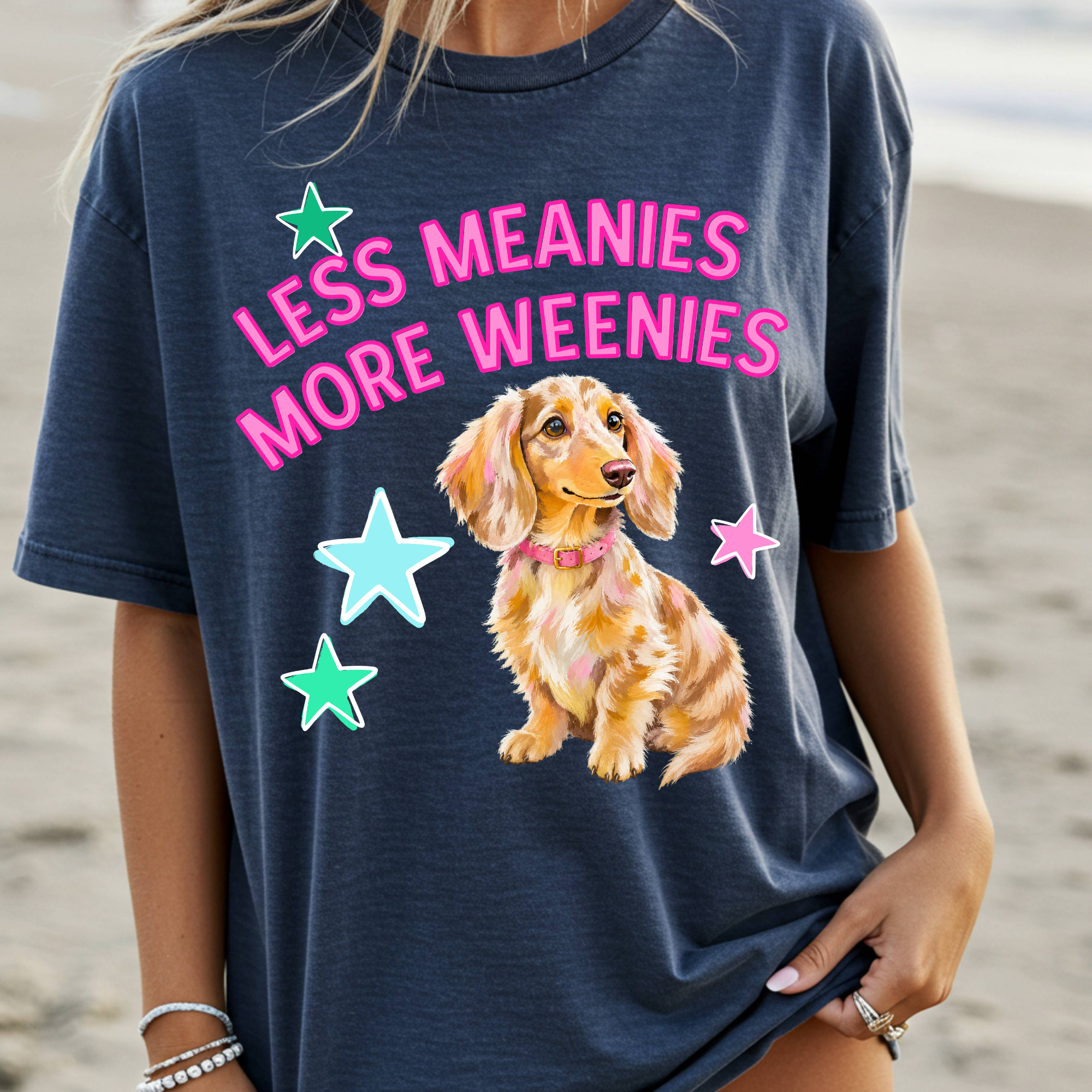 Less Meanies More Weenies Cute Dachshund PNG Design