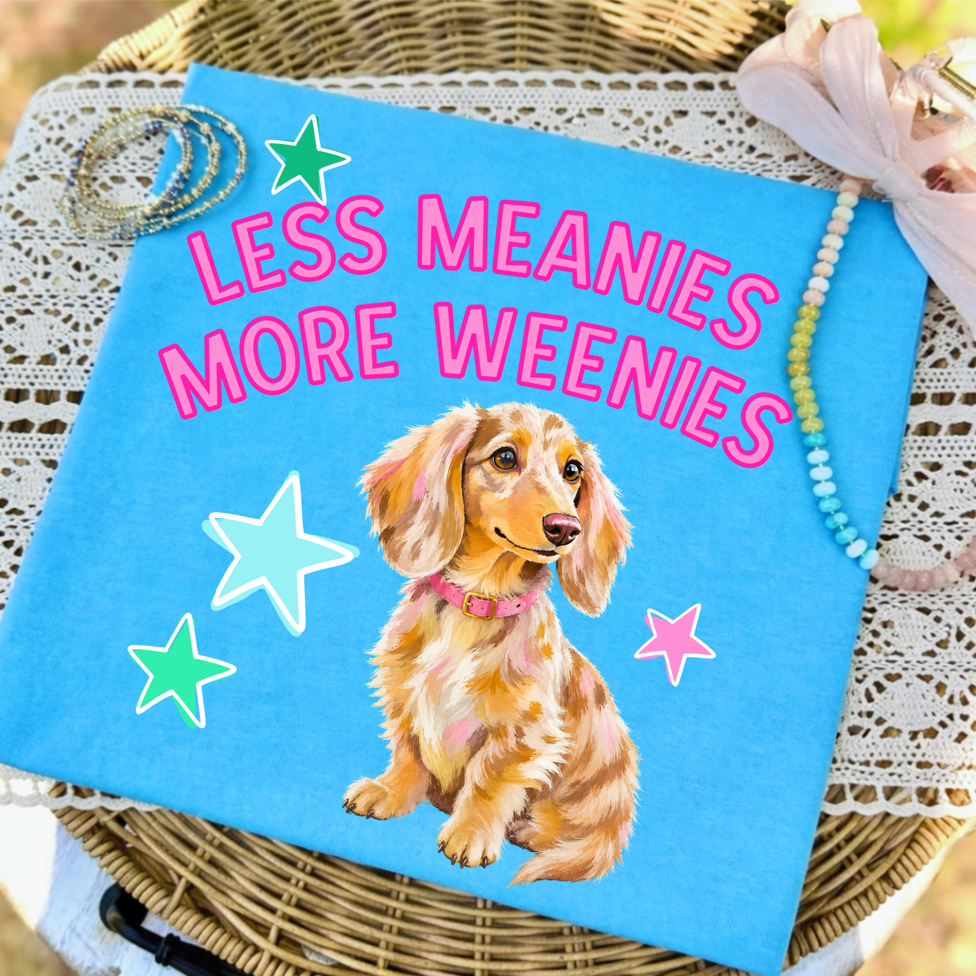 Less Meanies More Weenies Cute Dachshund PNG Design