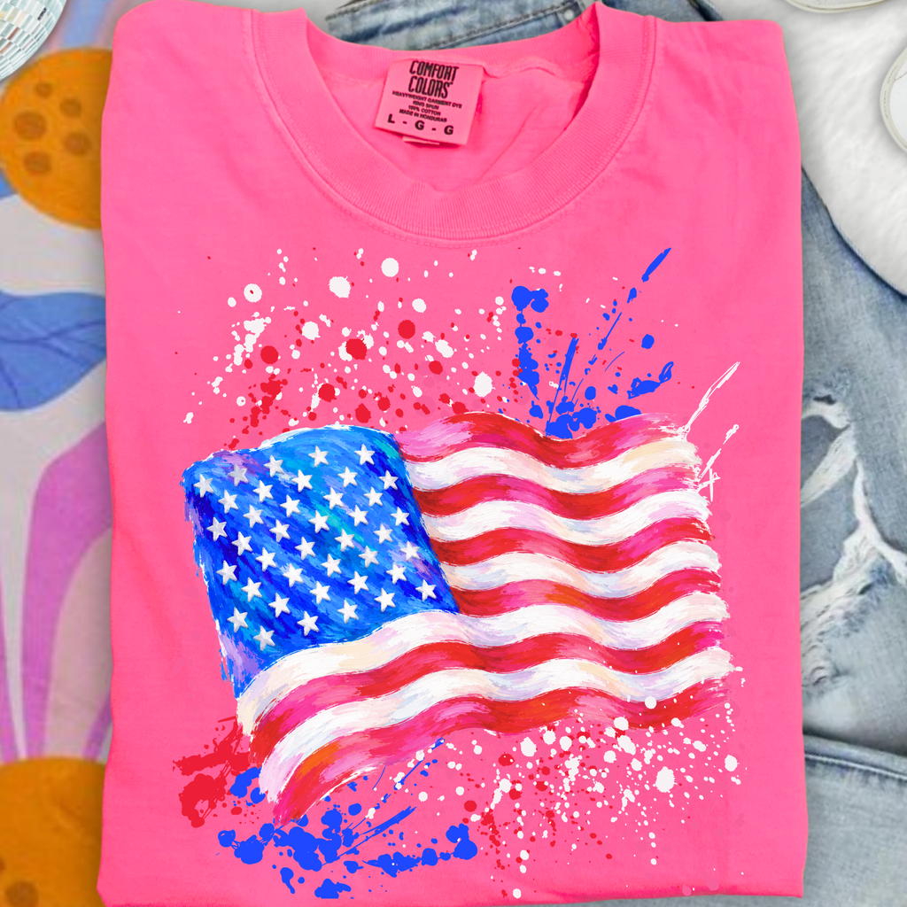 USA Flag paint splatter PNG Digital Download
