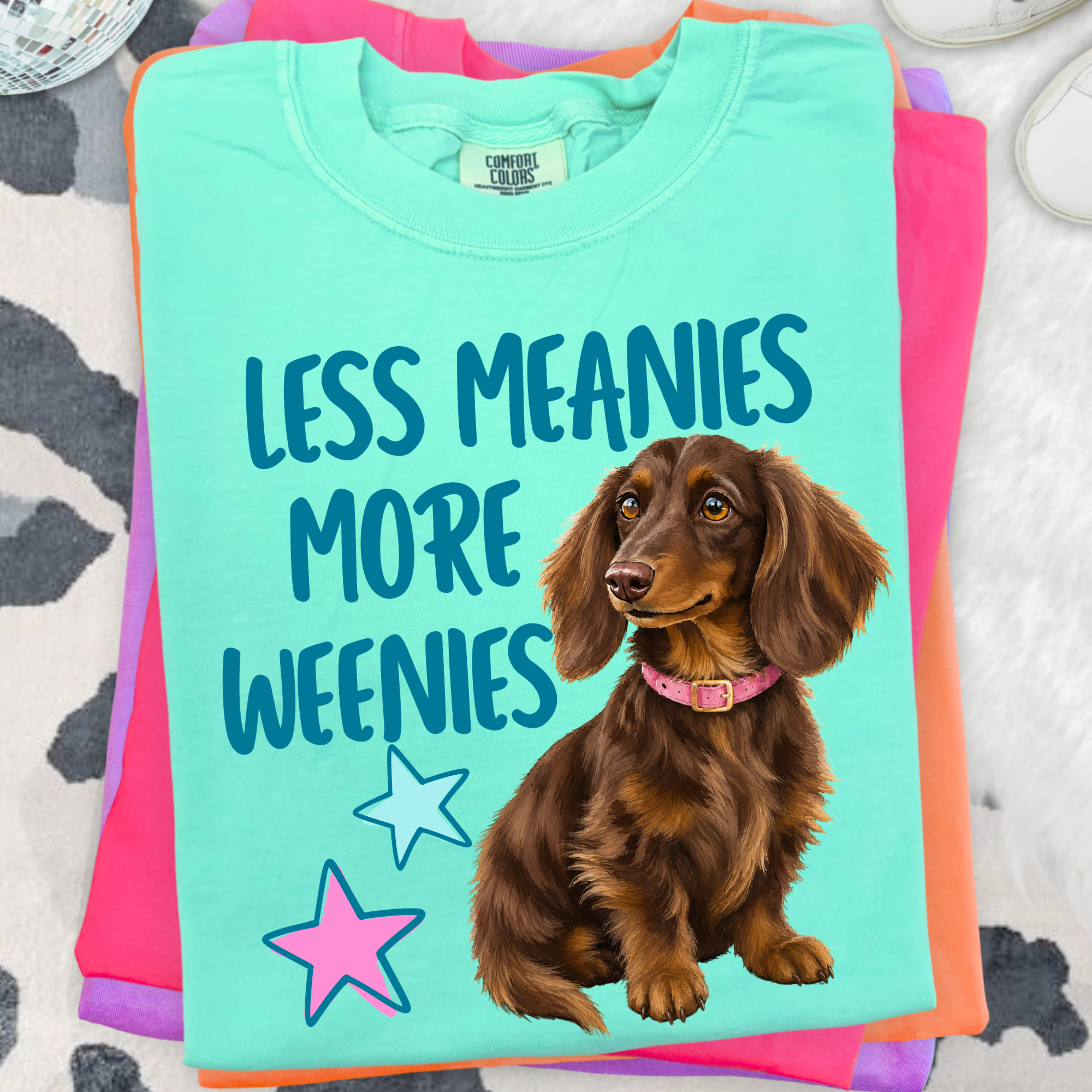 Less Meanies More Weenies Cute Dachshund PNG Design