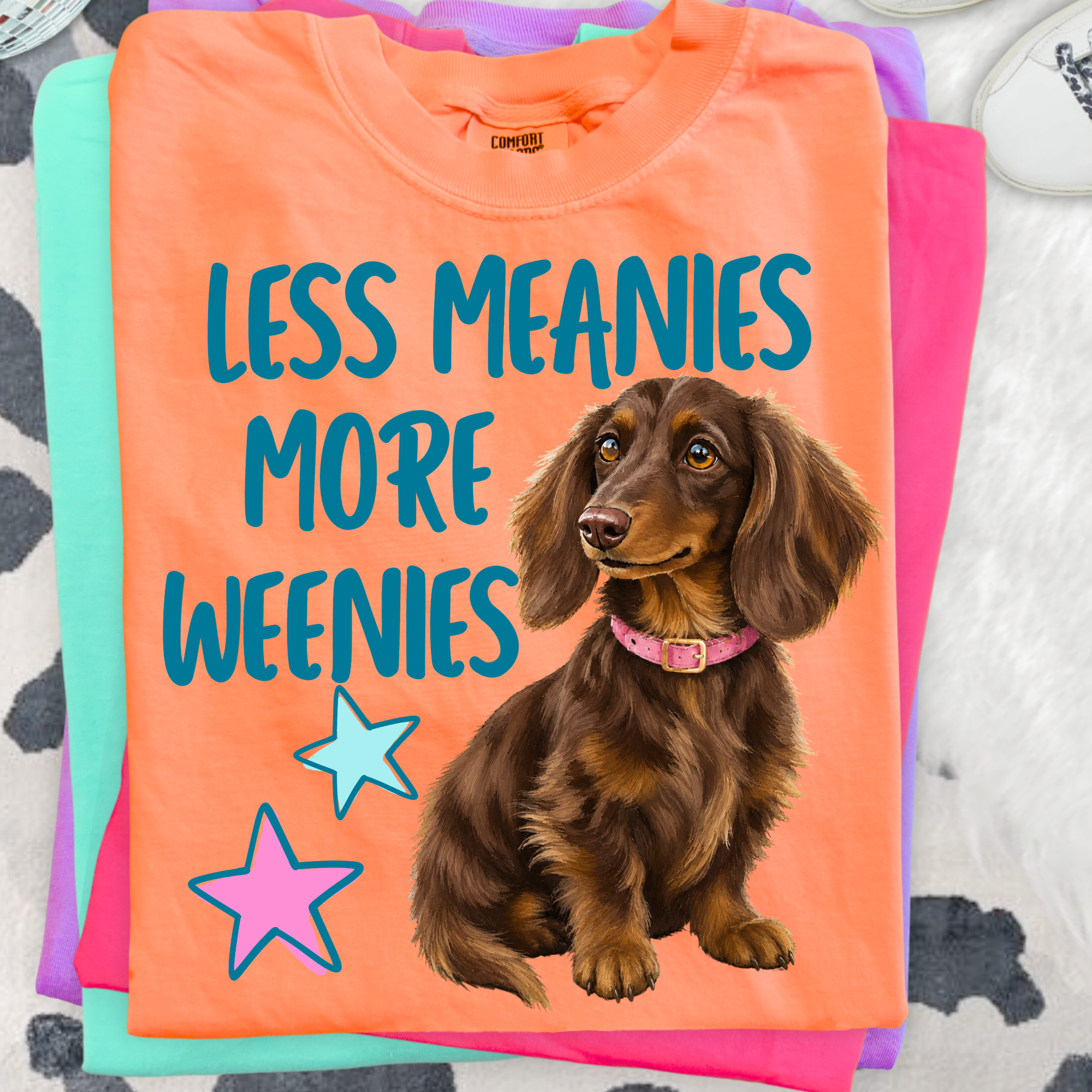 Less Meanies More Weenies Cute Dachshund PNG Design