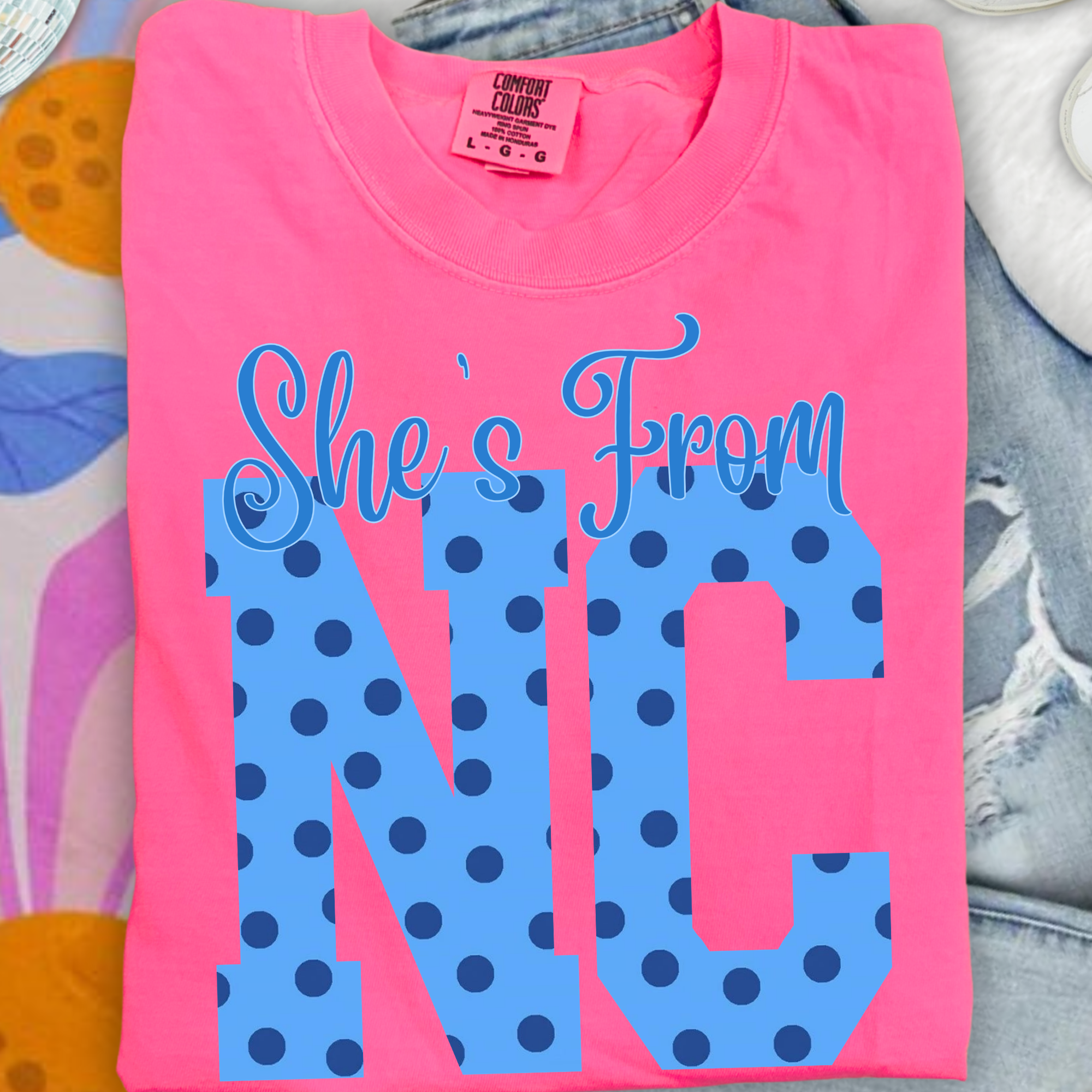She's From NC PNG- Polka Dot Southern Style