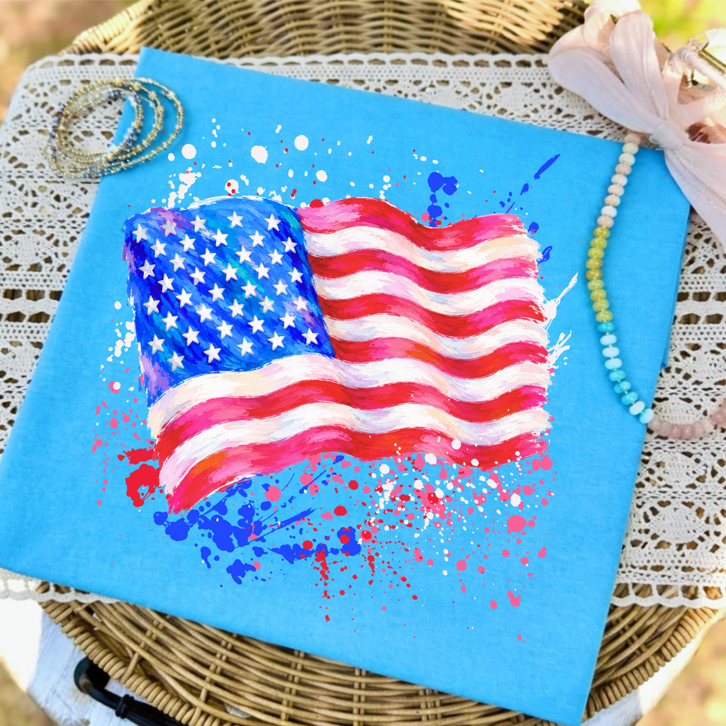 USA Flag paint splatter PNG Digital Download