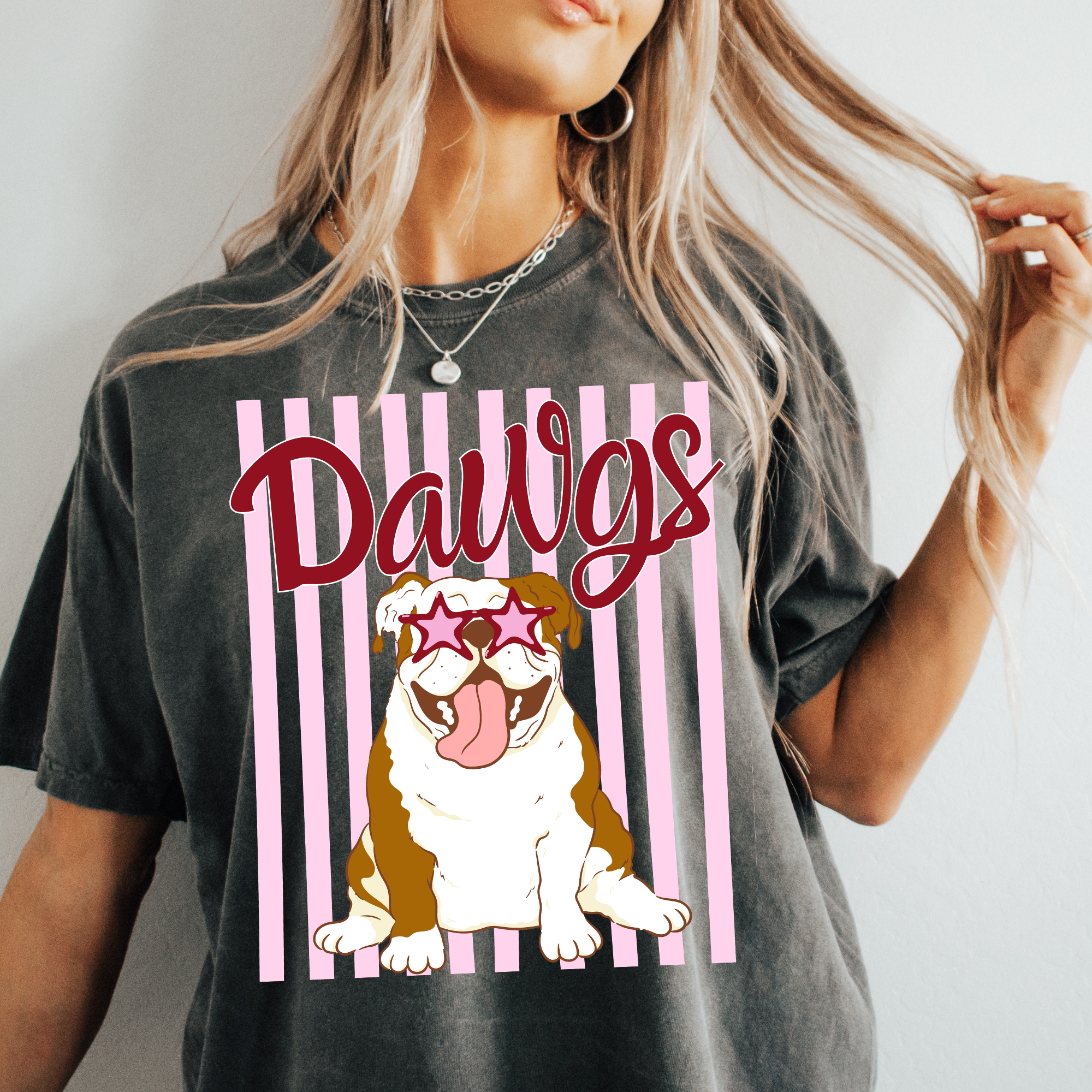 Dawgs Bulldog pink stripes PNG