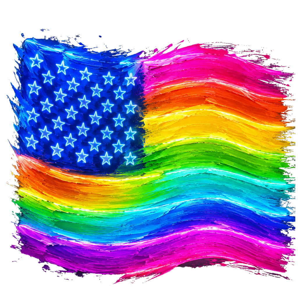Neon American Flag PNG Digital Download