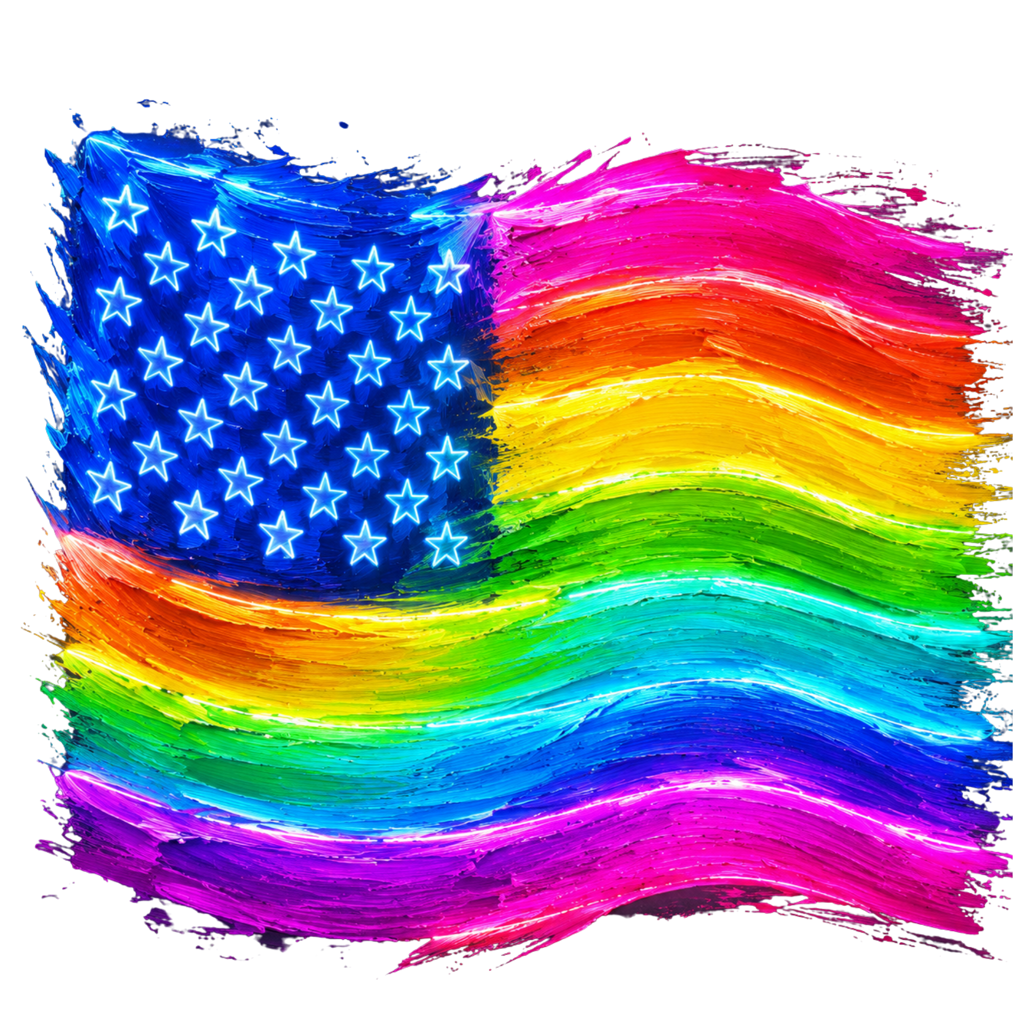 Neon American Flag PNG Digital Download