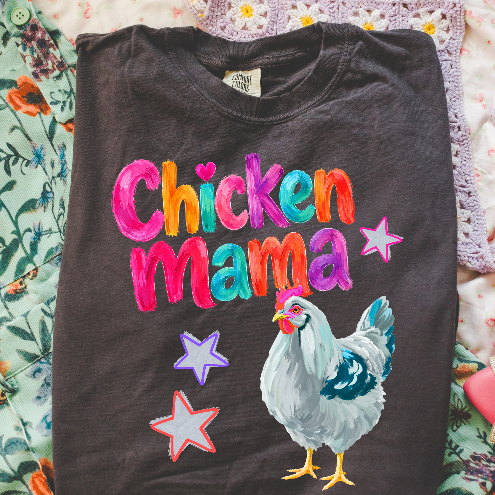 Chicken Mama colorful PNG Digital Download