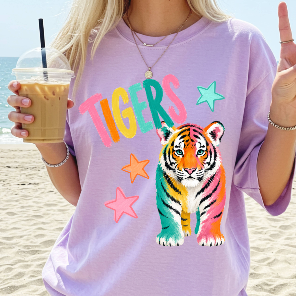 Tigers Vibrant and Colorful Mascot PNG Digital Download