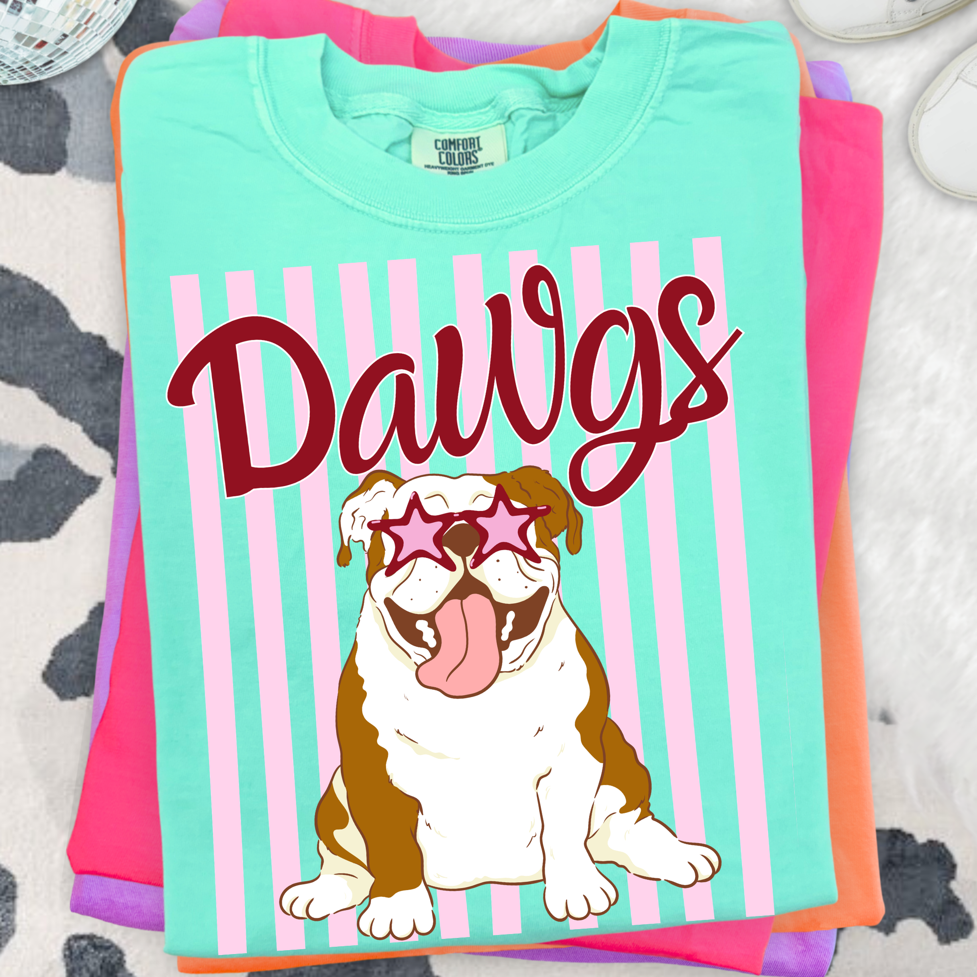 Dawgs Bulldog pink stripes PNG
