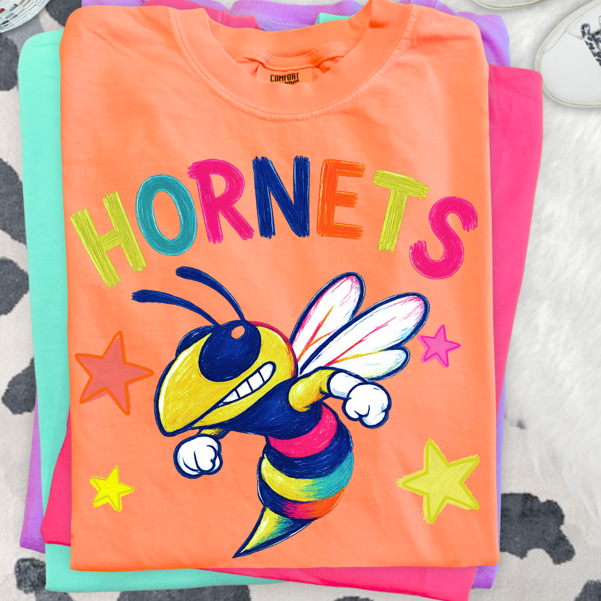 Bold and Colorful Hornets Mascot PNG Digital Download