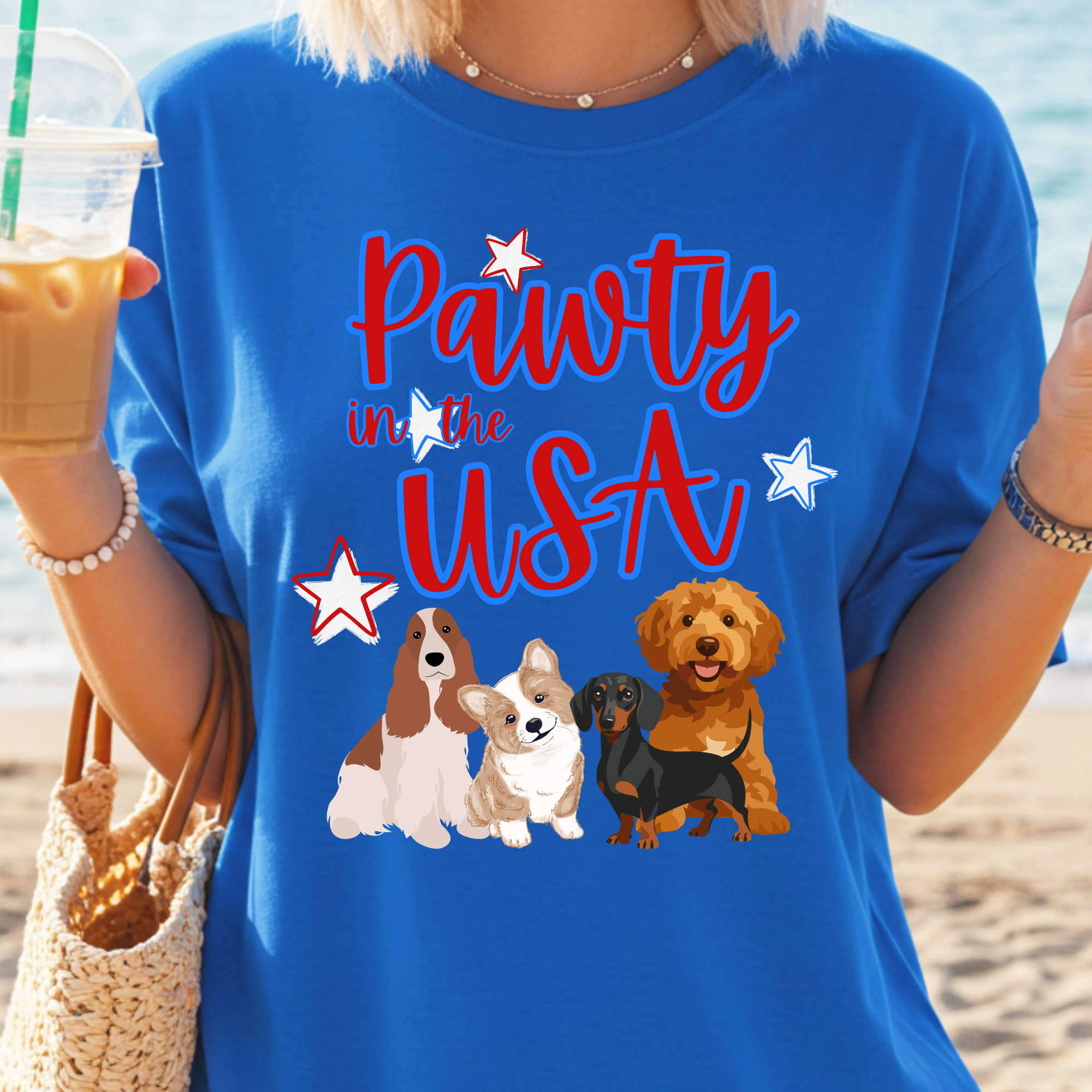 Pawty in the USA Fun Patriotic Dog PNG Digital Download