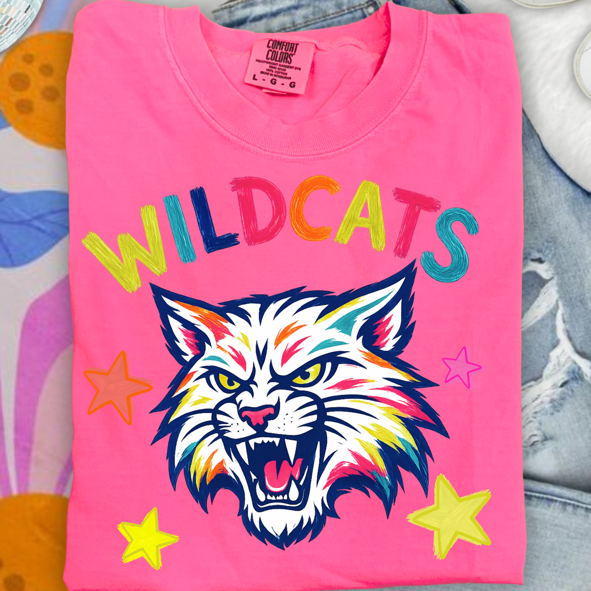 Colorful and Vibrant Wildcats Mascot PNG Digital Download