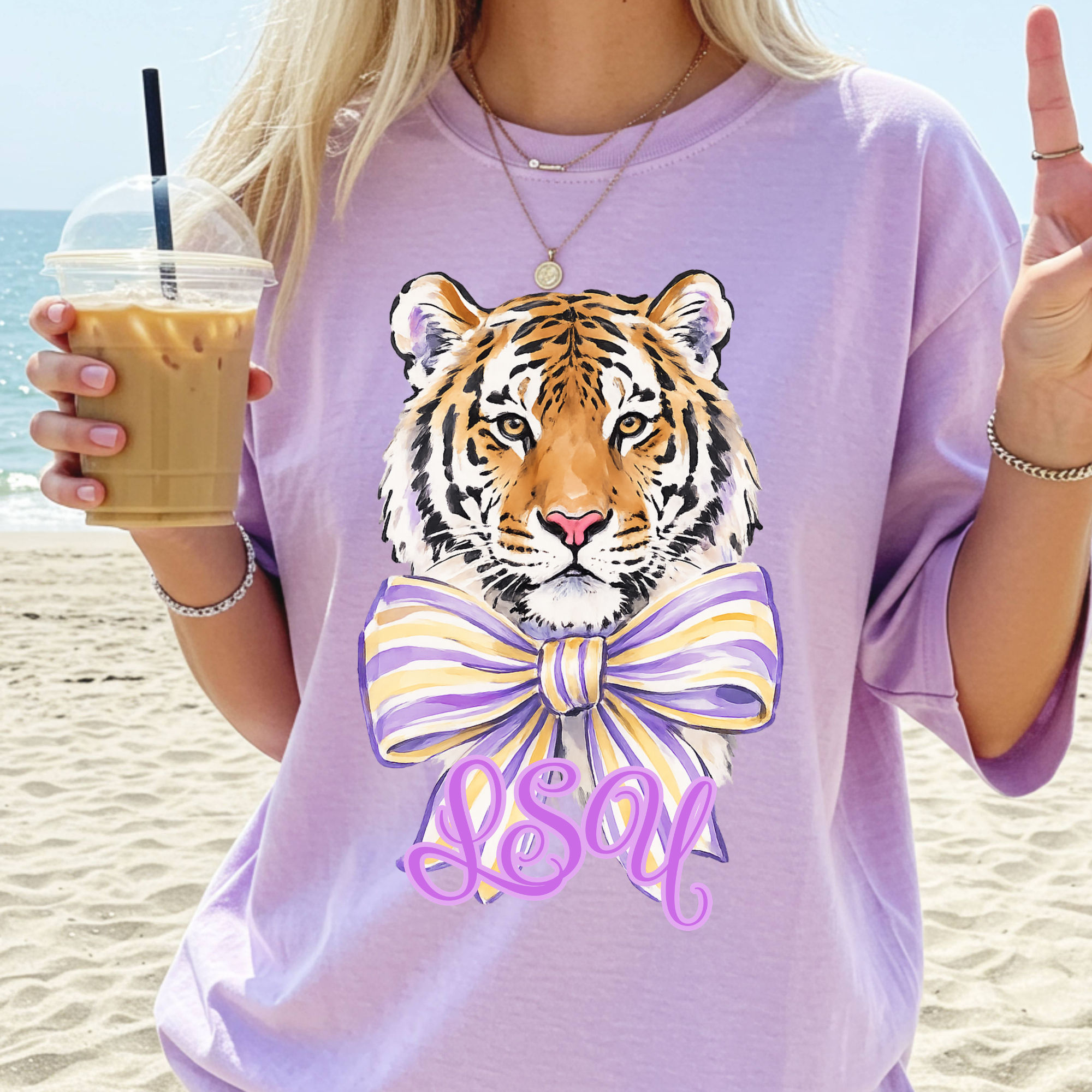 LSU Tigers hand painted preppy PNG Digital Download
