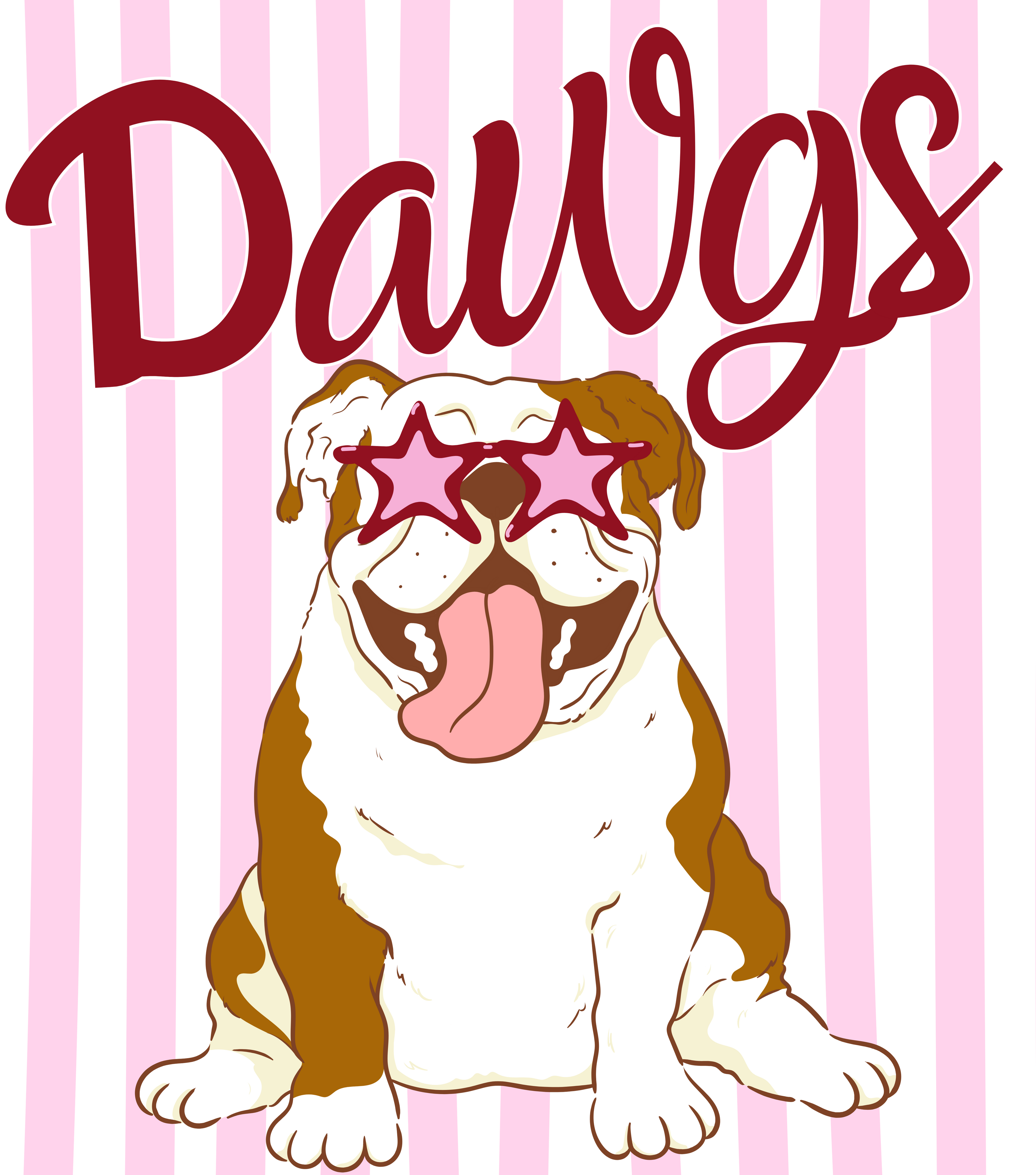 Dawgs Bulldog pink stripes PNG