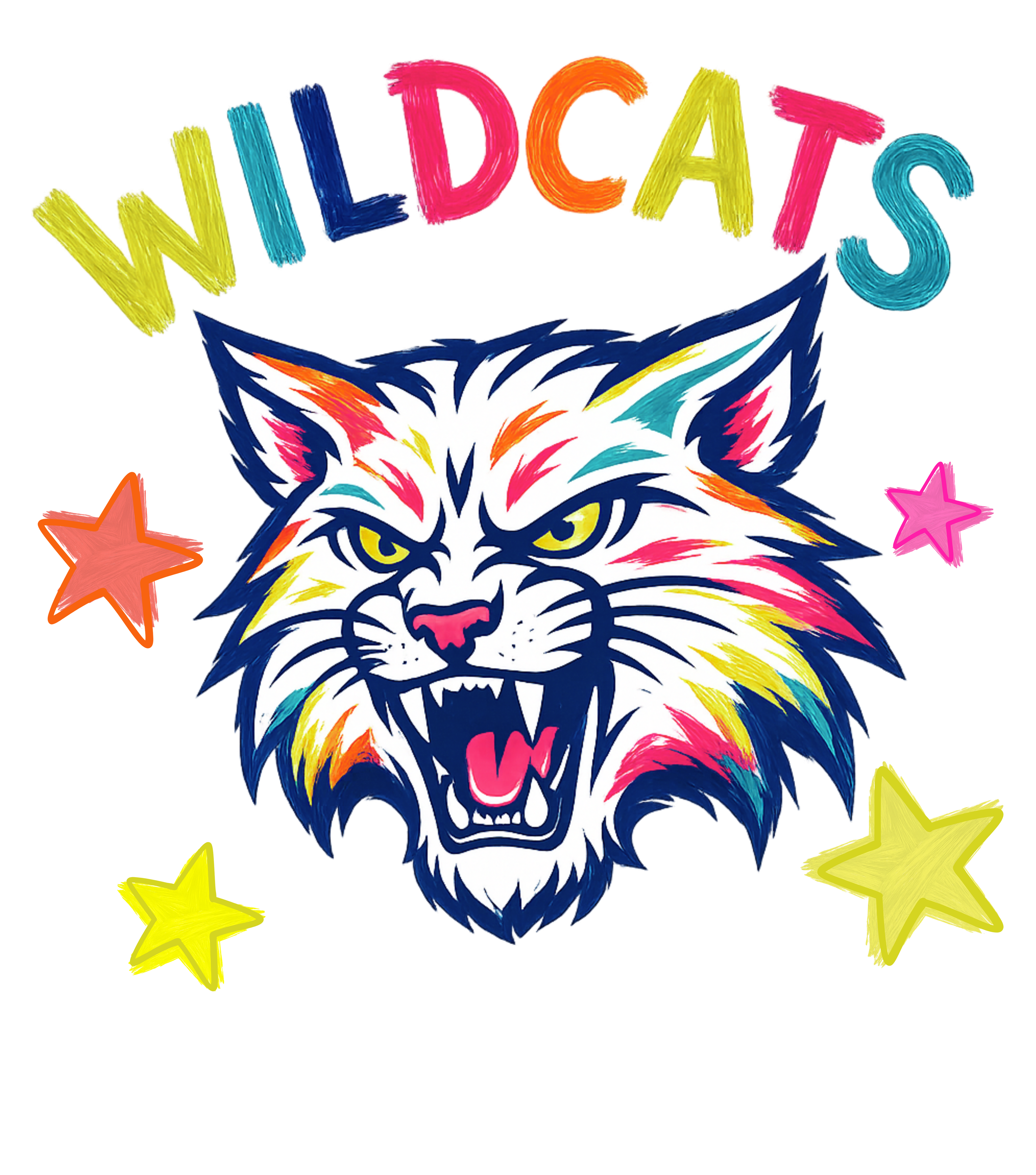 Colorful and Vibrant Wildcats Mascot PNG Digital Download
